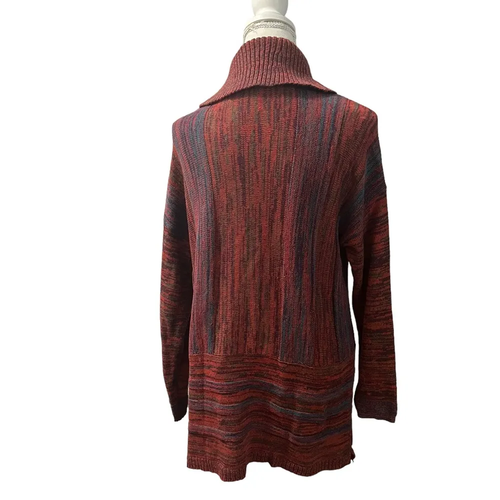 Soft Surroundings Cowl Neck Rust Orange Brown Multicolored Tunic Sweater M - Image 4