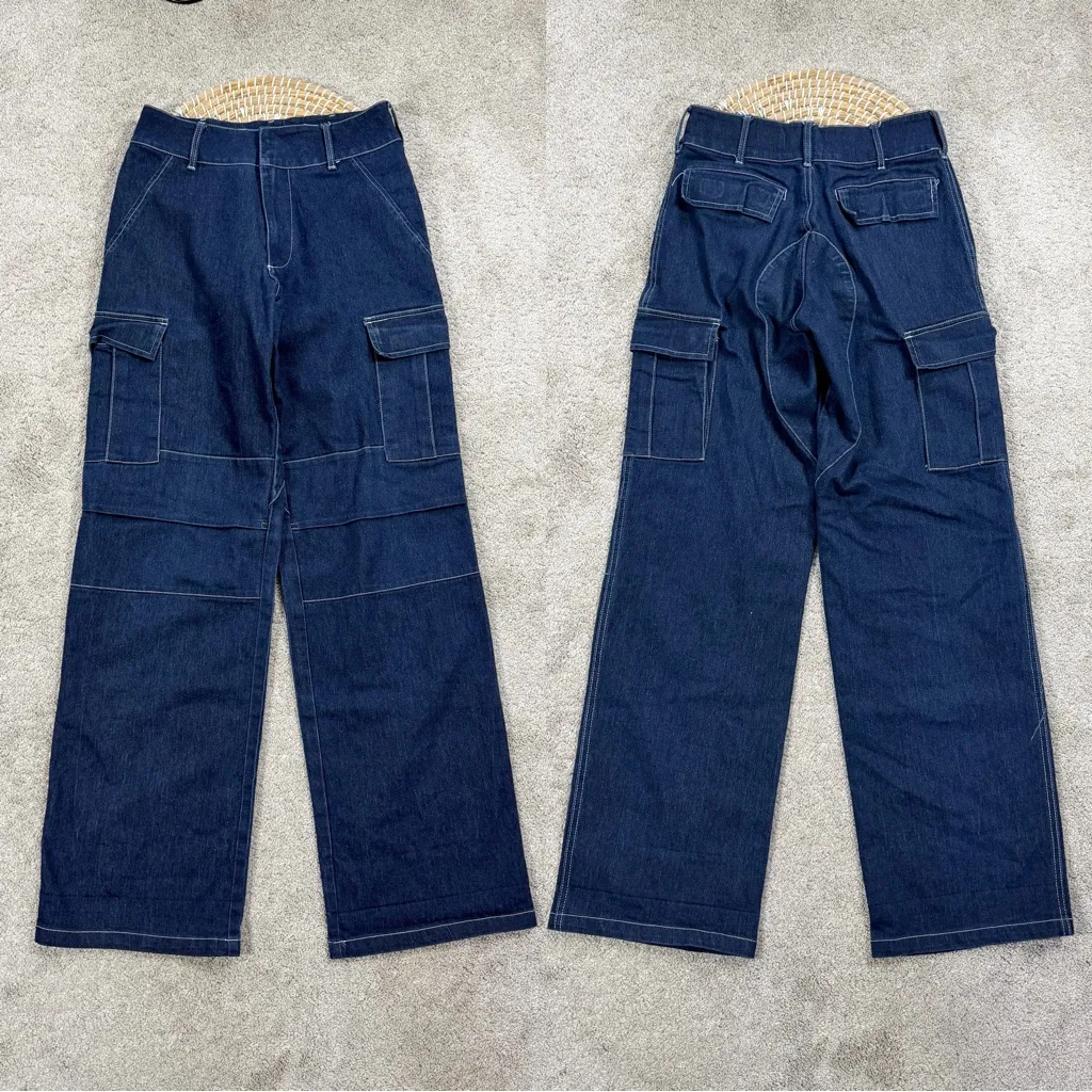 I.AM.GIA Women’s Ace Denim Cargo Pants Jeans High Rise Wide Leg in Dark Wash XS Blue - Image 4