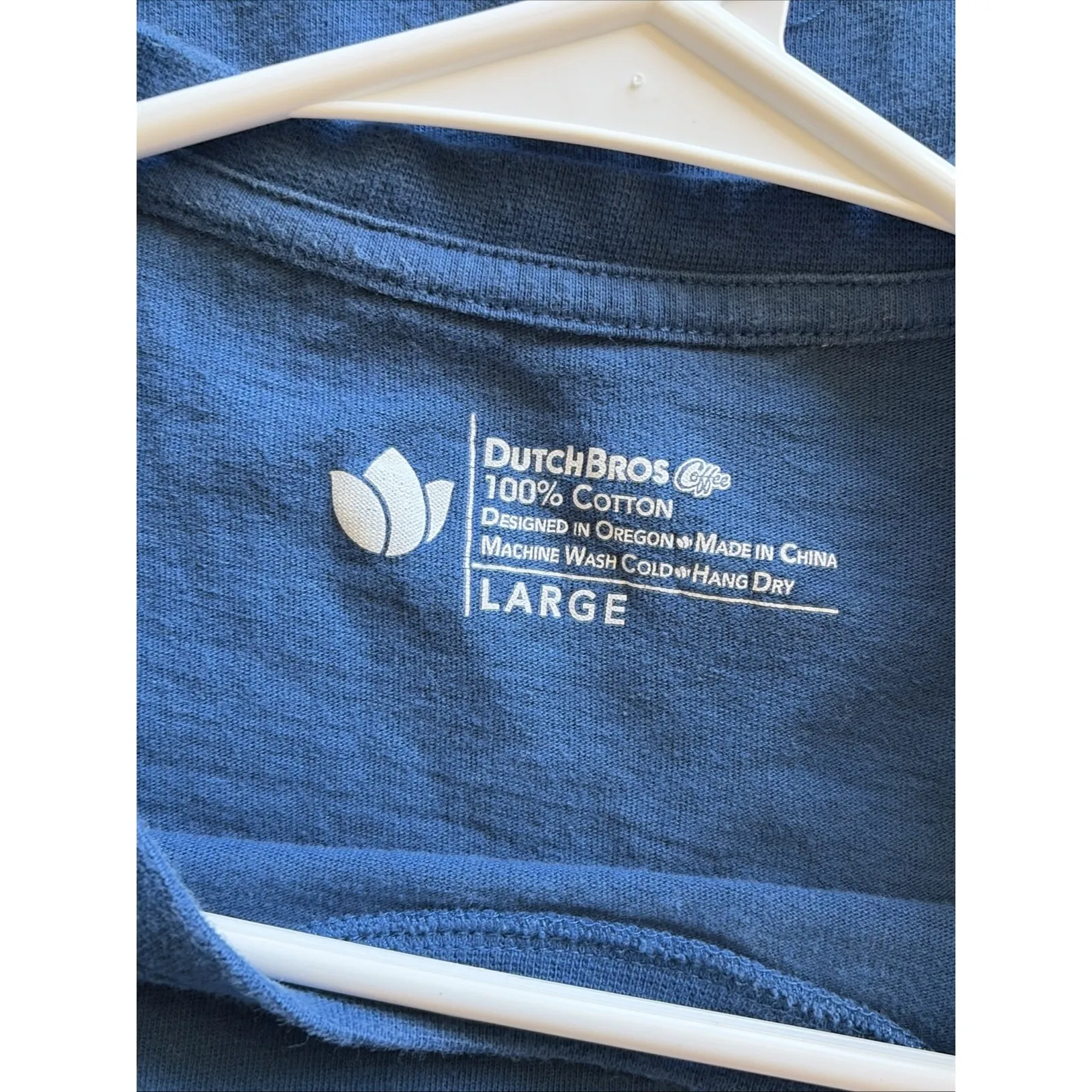 Dutch Bros Coffee Employee Cotton Blue Crewneck Tee Tshirt Large ALWAYS STOKED - Image 5