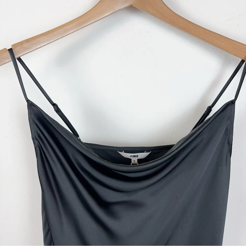 NWT J.ING Black Draped Collar Slip Midi Dress - Image 6