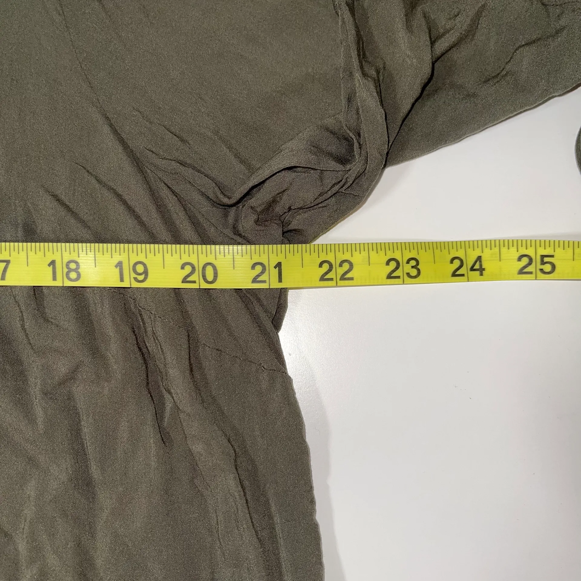 Olive Green Tie Front Ooen Lace-up Bell Sleeve Top - Image 9