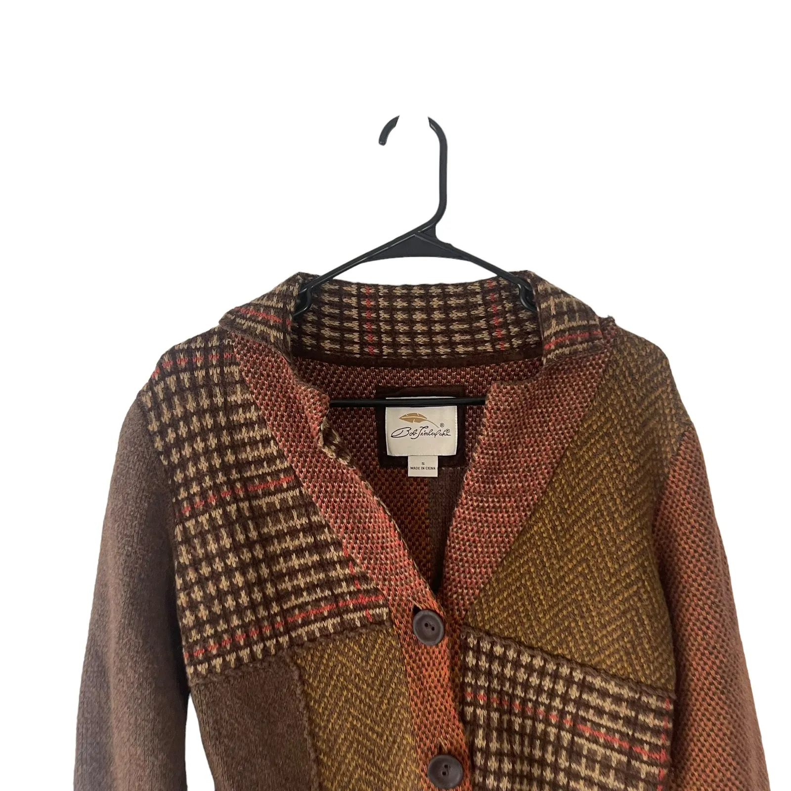 Bob Timberlake Women's Size‎ Small Academia Houndstooth Button Up Sweater - Image 2