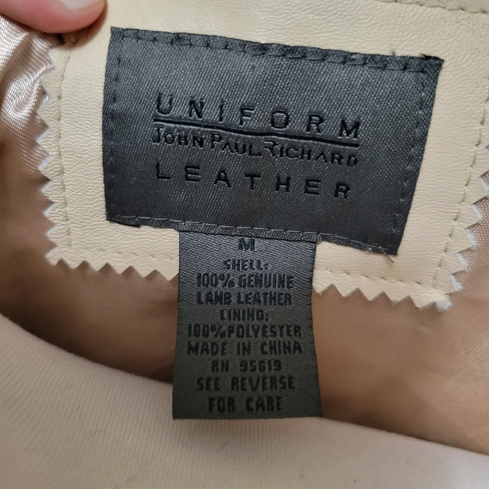 Vintage JPR cream leather jacket size medium - Image 8