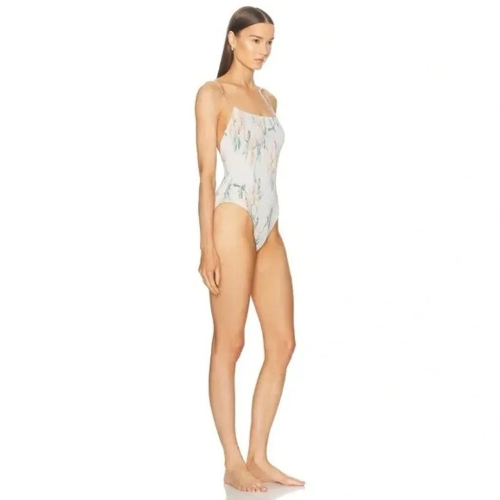 Toteme One Piece Smocked Swimsuit in Washed Floral Size XL Retail $290 - Image 2