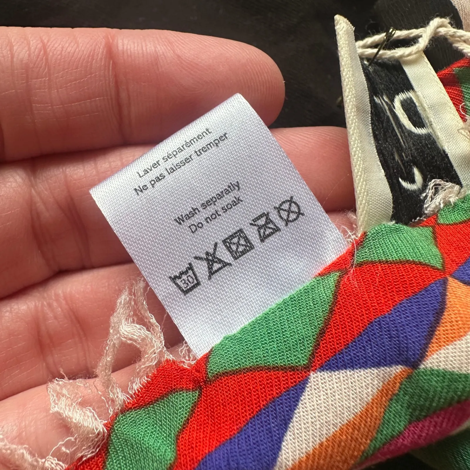 WILD Paris Geometric Print Large Viscose Scarf Shawl Wrap Multi Color Designer Green - Image 3