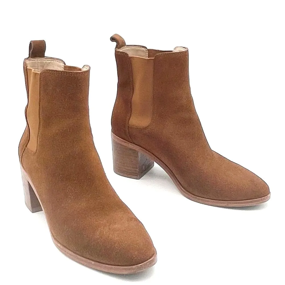 Banana Republic Suede Block Heel Chelsea Boot Whiskey Brown Suede Women’s Size 7 - Image 16