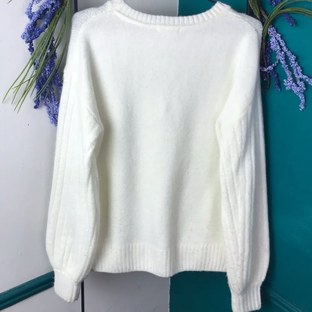 Max Studio ivory puff sleeve sweater - Image 5