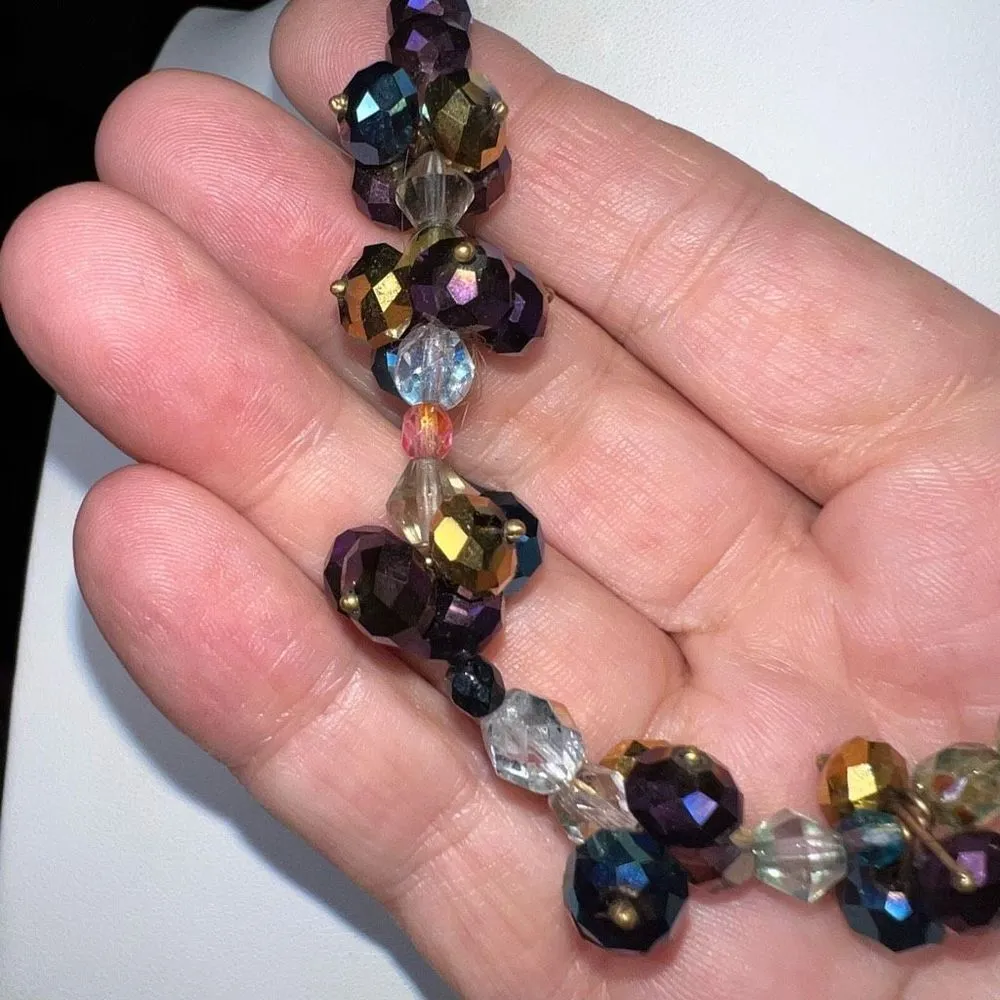 Aurora Borealis Faceted Glass Bead Cluster Toggle Closure Necklace - Image 6