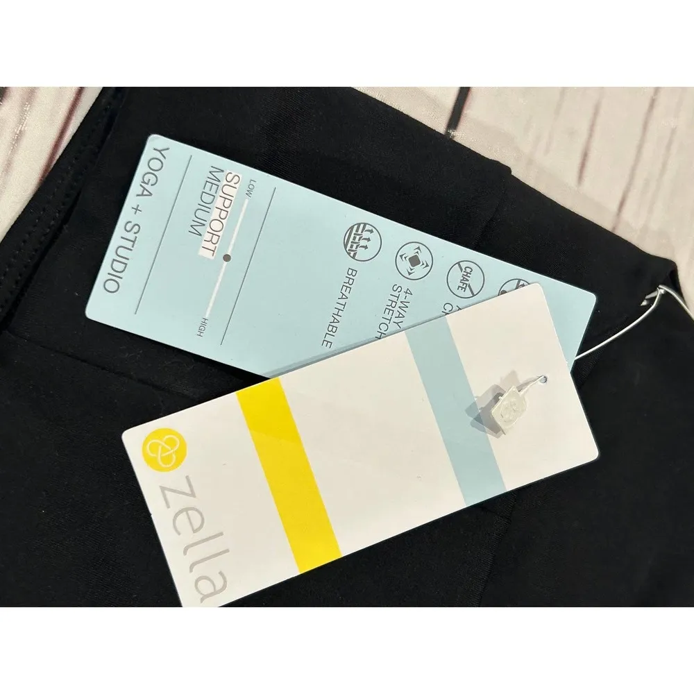 Zella XS Medium Support Yoga Sports Bra Dark Grey/Black Activewear - Image 100