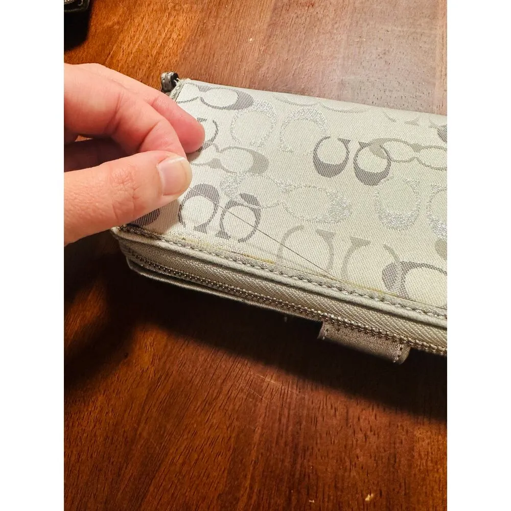 COACH Silver Gold Snap Optic Print Signature Metallic Wallet - Image 3