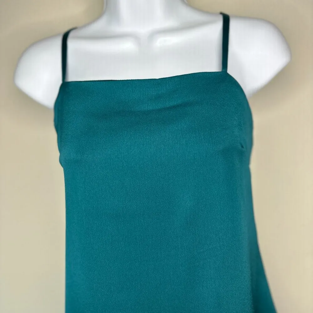 NWT Thirty Thirty Feather Trimmed Cocktail Party Slip Dress in Emerald Size M Green Size M - Image 3