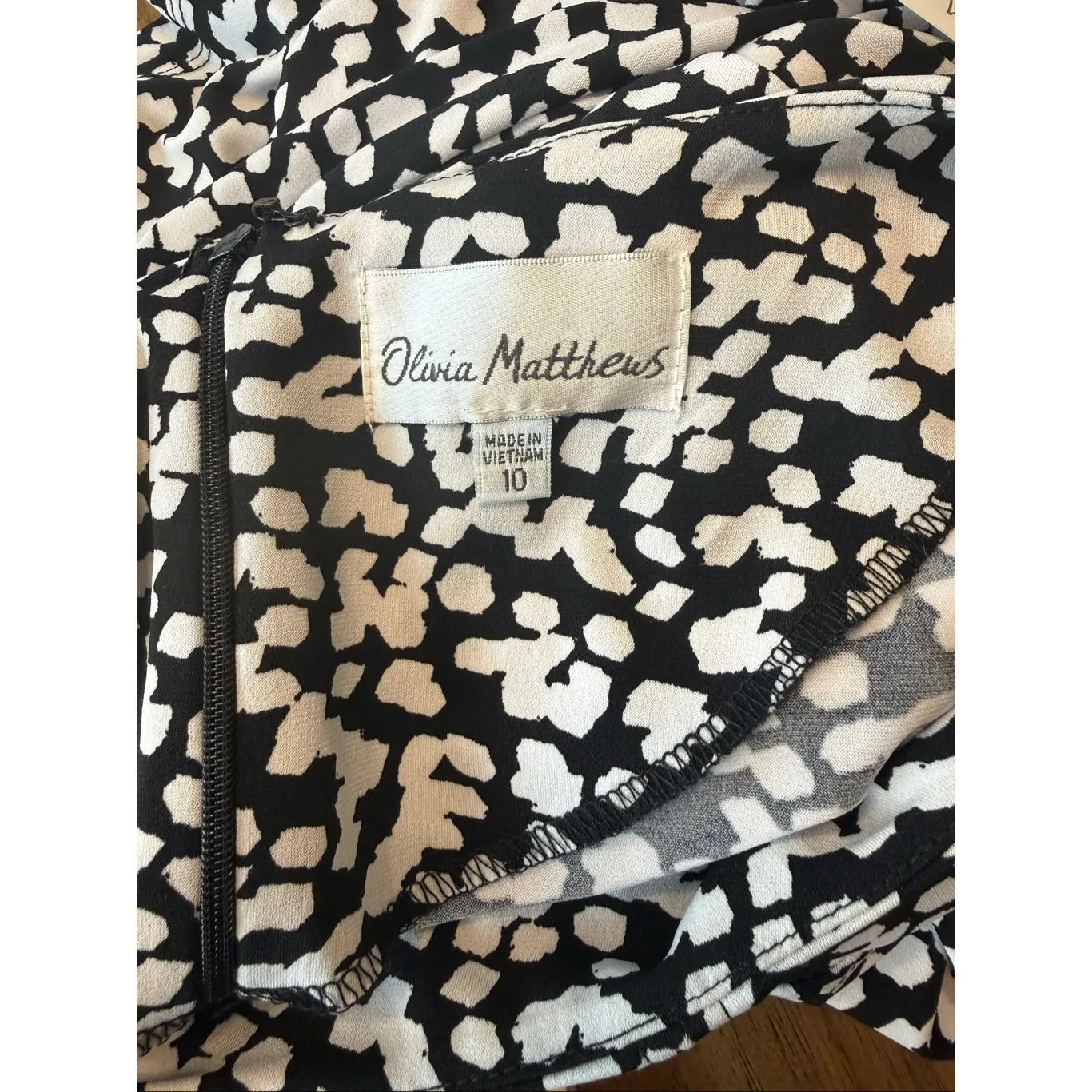 Women's Olivia Matthews Black White Fit And Flare Geometric Print Dress Size 10 - Image 3