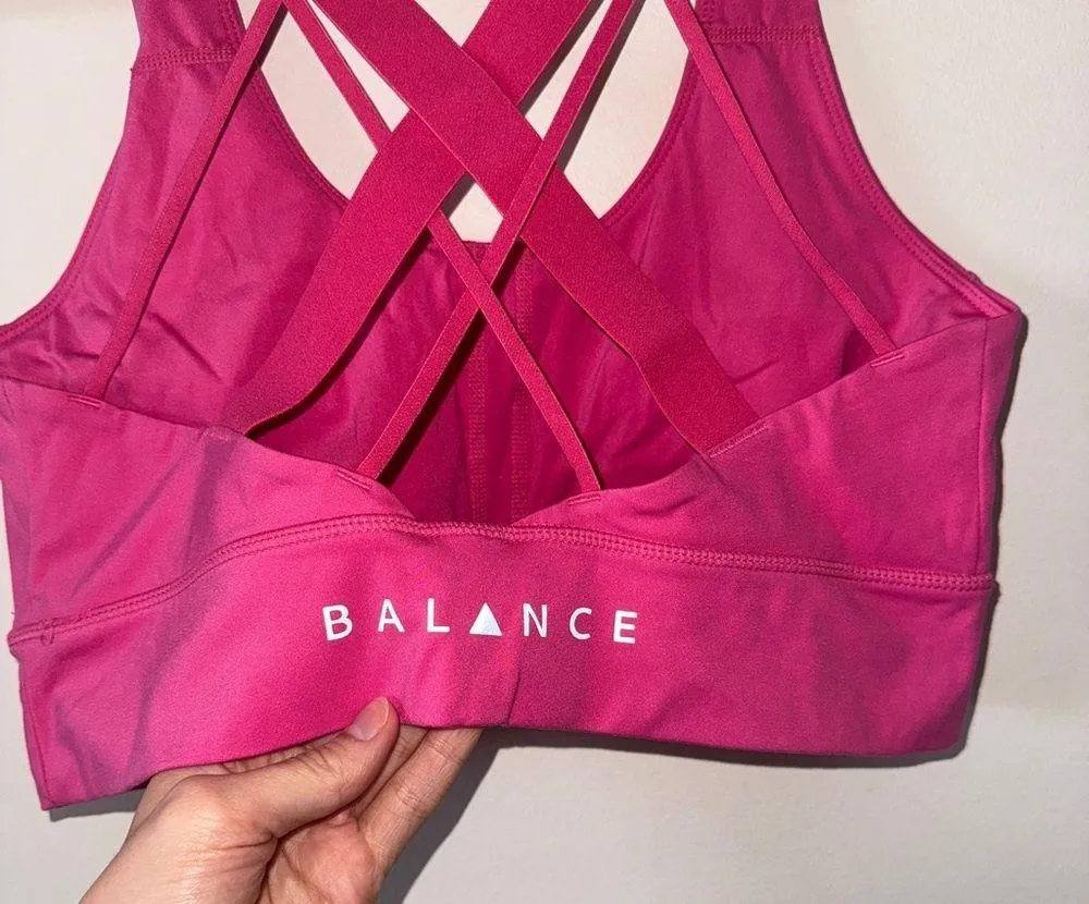 Balance The Aura Strappy Sports Bra Pink Large - Image 3