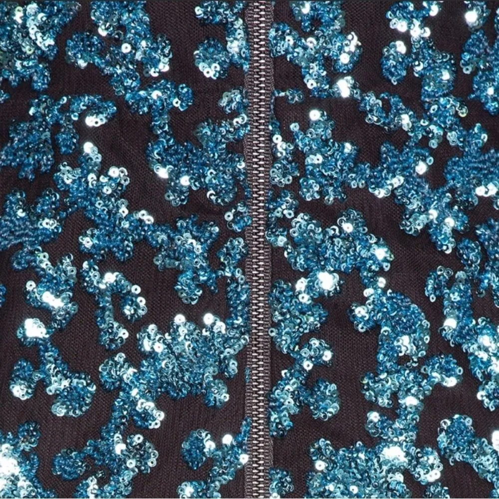 Self-Portrait Turquoise Sequin Mini NWOT - Image 9