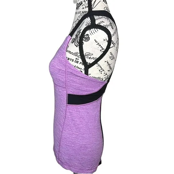 Lululemon Push Your Limits Tank Heathered Ultra‎ Violet/Black Size 6 EUC - Image 6