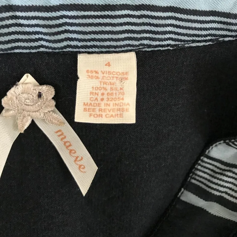 MAEVE Sz 4 Dress Black Blue Belted Viscose Cotton - Image 7