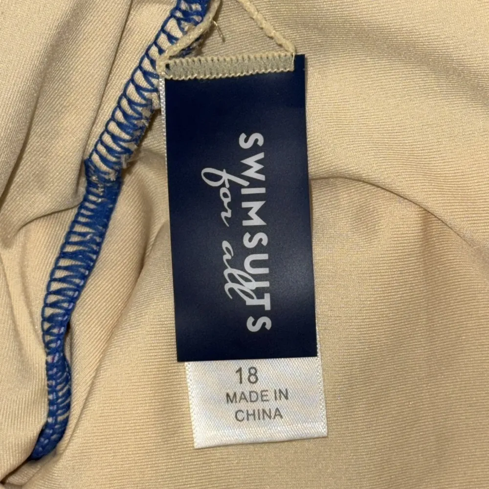 Swimsuits For All Striped Halter One Piece Swimsuit Women’s 18 Tummy Control UPF Blue - Image 9