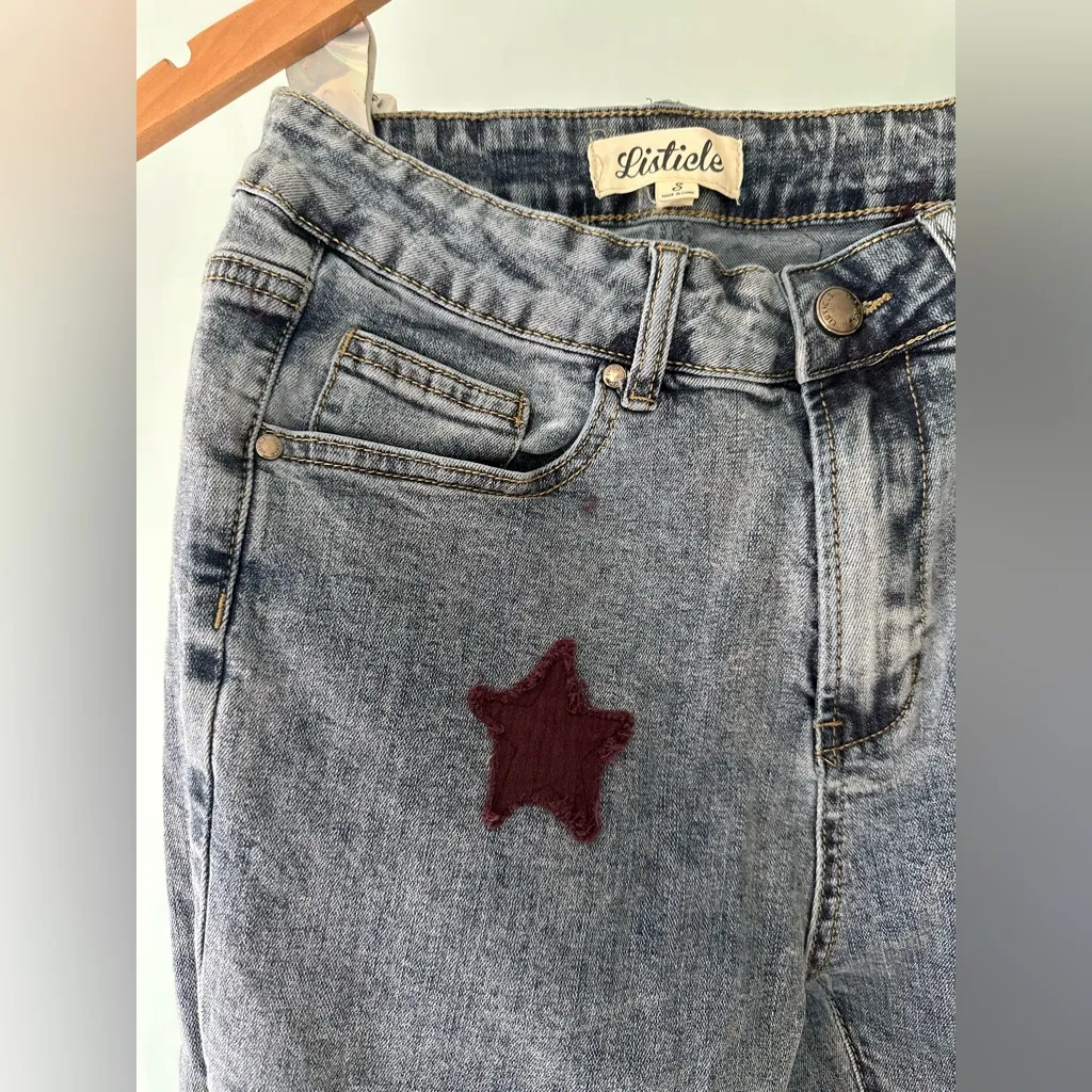 Listicle Denim Jeans with Star Details Size Small - Image 2