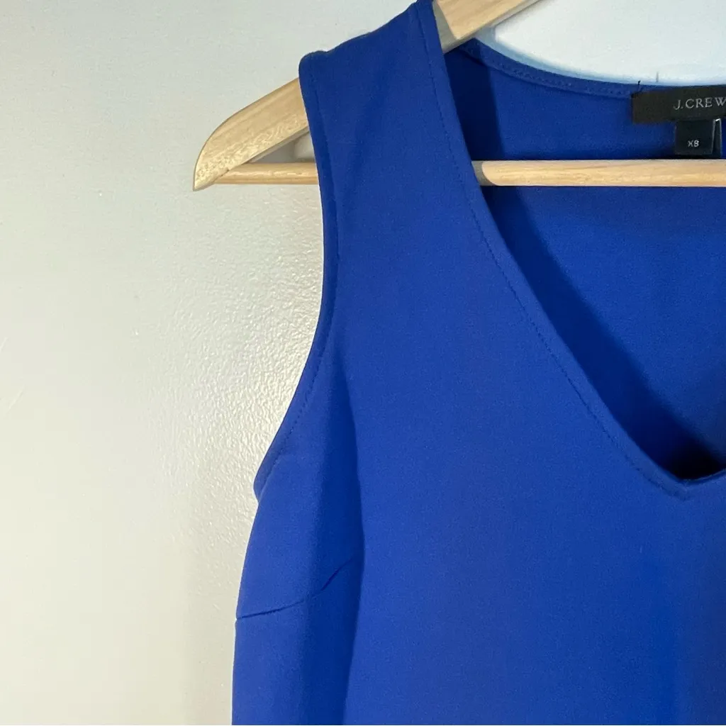 J‎ Crew Royal Blue Sleeveless Peplum Top Velvet Ruffle Women size XS Extra Small - Image 3