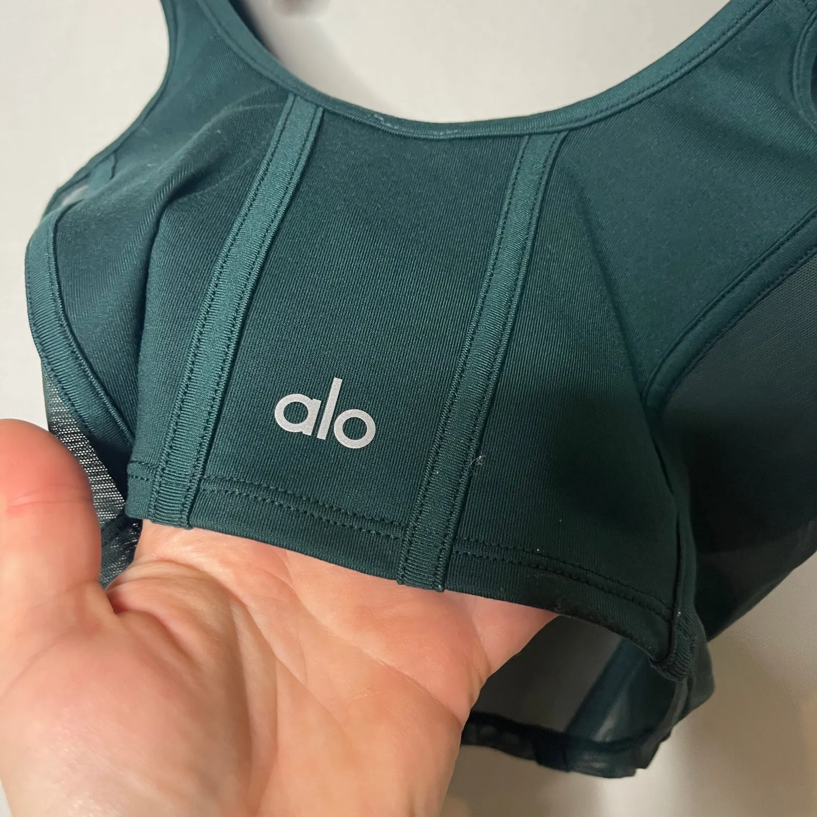 Alo Airbrush Mesh Corset Tank in midnight green sz S - Image 5