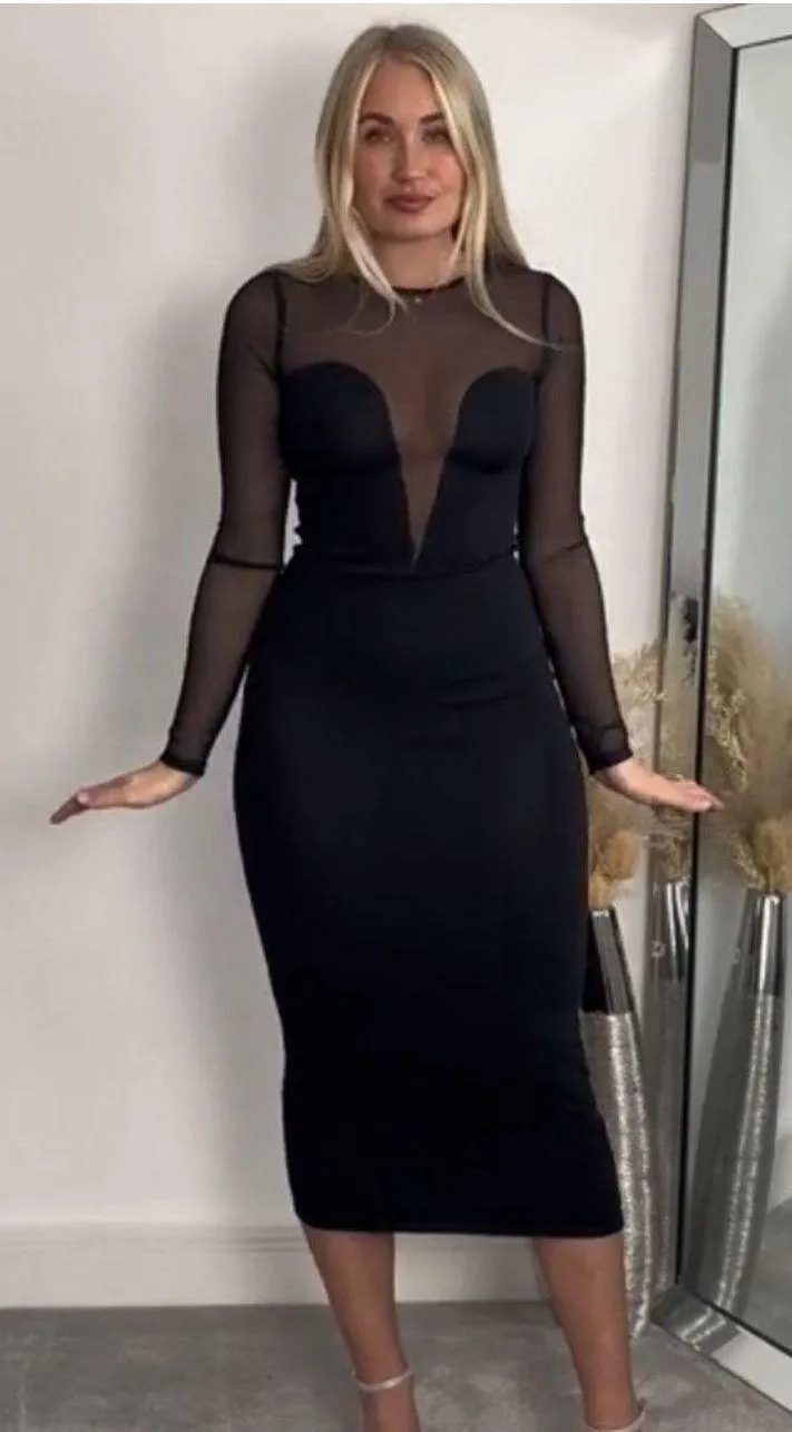 Black Sexy Bodycon Mesh Maxi Dress - Image 7