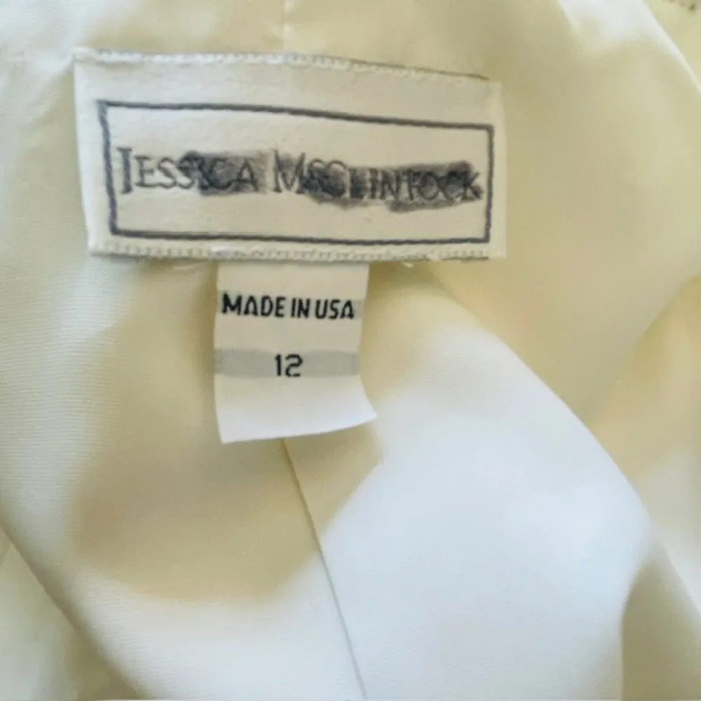 Jessica McClintock Vintage 90’s Ivory Lace Pearl Skirt Suit Bridal Shower Medium - Image 5