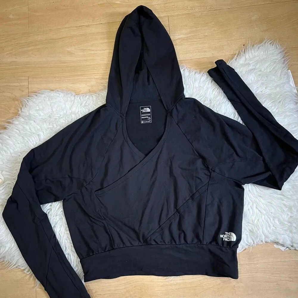 The North Face Hoodie Women's Black Motivation Wrap Crop Flashdry Run L - Image 2