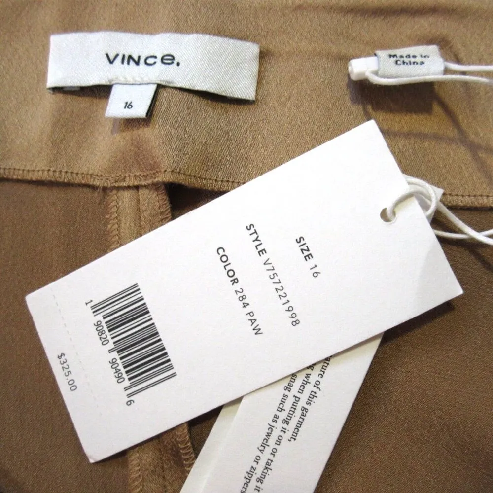 NWT Vince Drape Culotte in Pale Walnut Gold Satin Super Wide Crop Pants 16 - Image 6