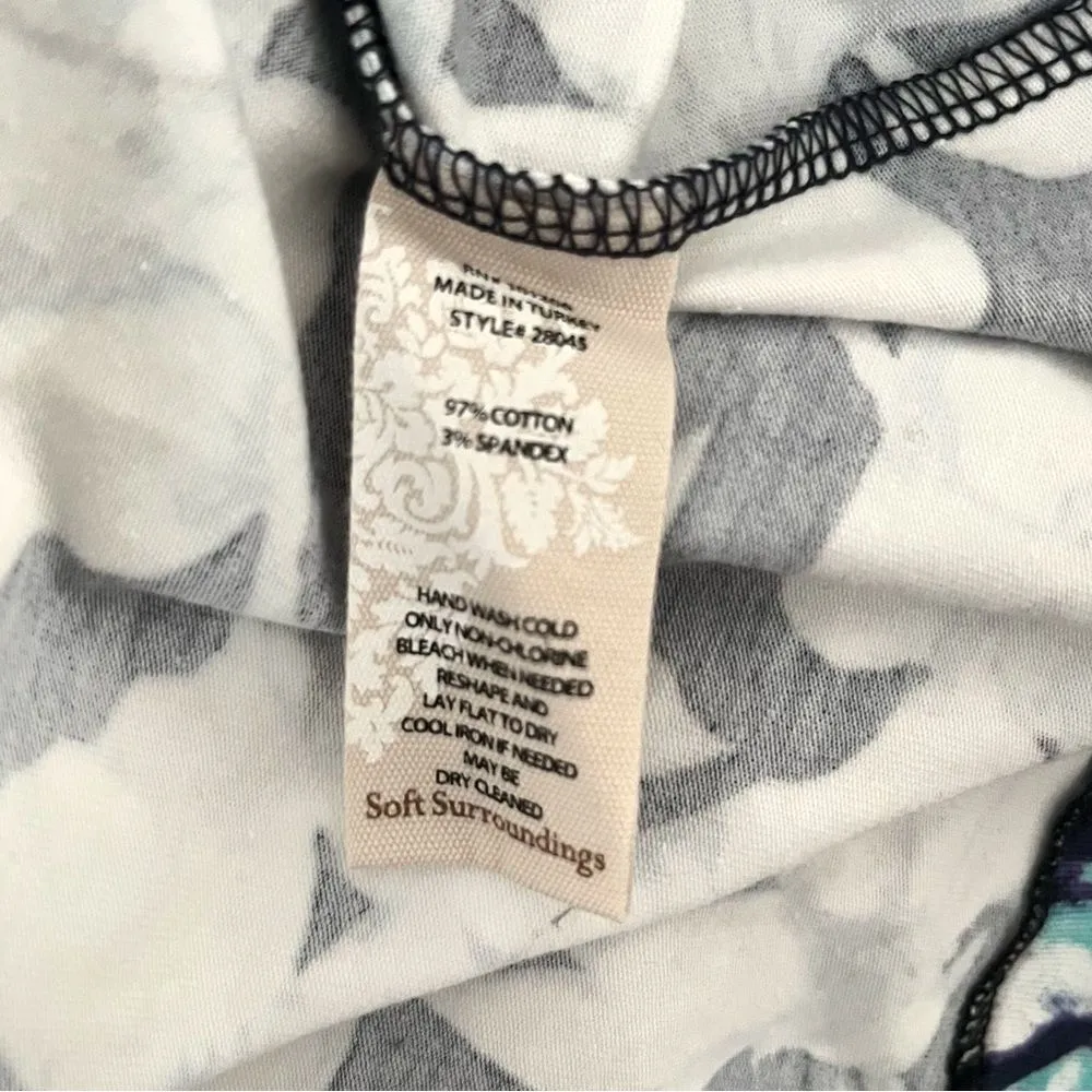 SOFT SURROUNDINGS Shapely Anywhere Dress 28045 Blue Floral Surplice Size Medium - Image 4