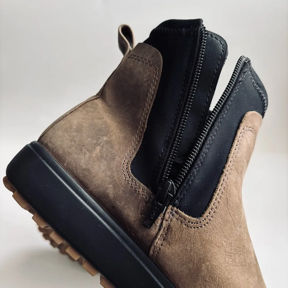 ECCO Soft 7 Tred Chelsea Ankle Birch Brown Black Leather Suede Boots Size 6/6.5 - Image 16