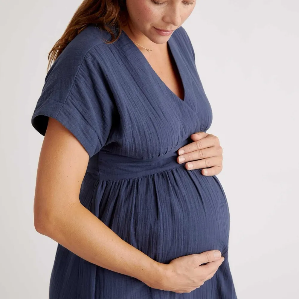 Quince Organic Cotton Gauze Maternity Midi Dress - Image 2