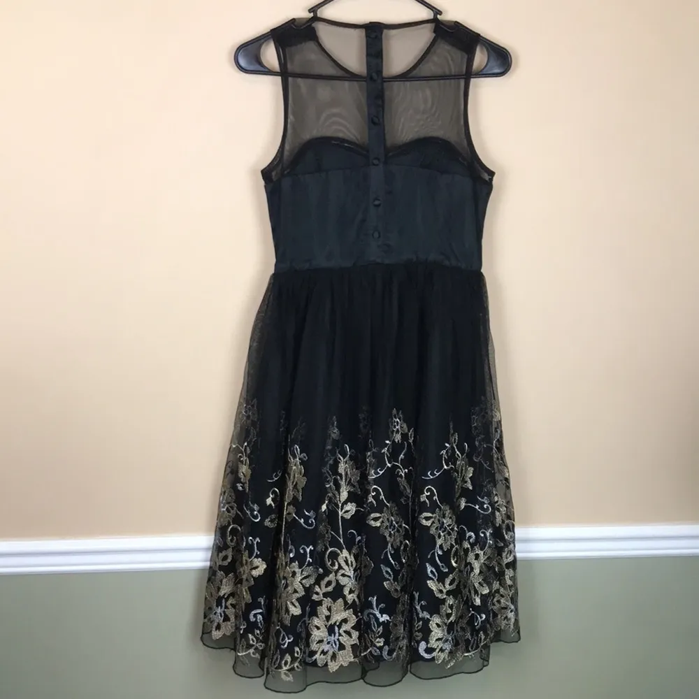 Geode Women’s Floral Embroidered Mesh Fit and Flare A - Image 5