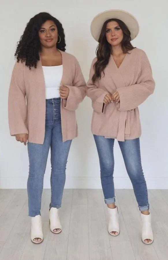 Distracted By You Mocha Wrap Tie Cardigan Size Medium - Image 12