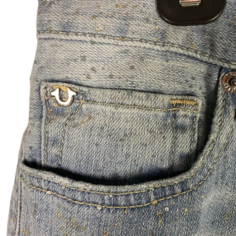 True Religion Jeans Women's Cameron Slim Boyfriend Rare‎ Gold Fleck Mid Rise 27 - Image 5