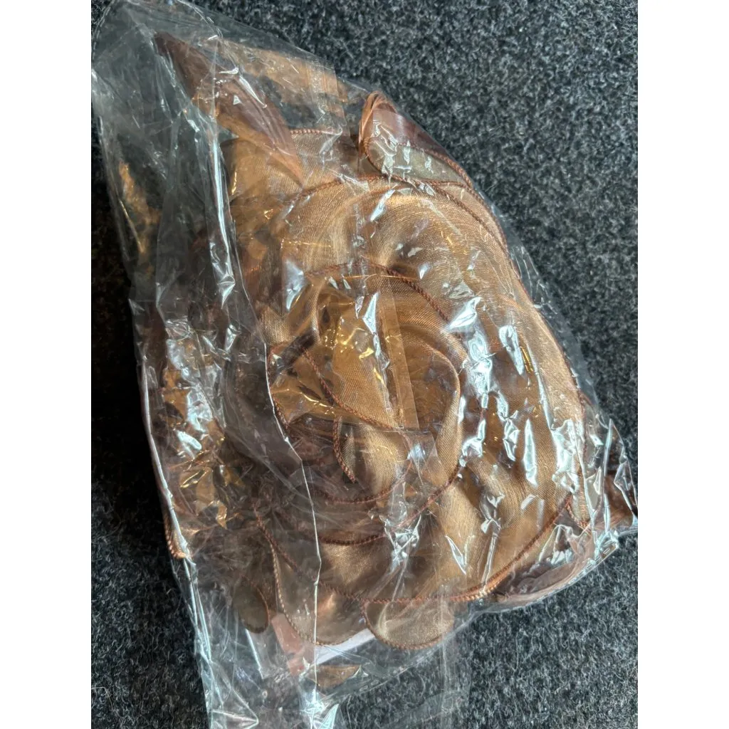 HNBQMX Brown Floral Fascinator Headband Mesh & Organza For Women Rose Design - Image 3