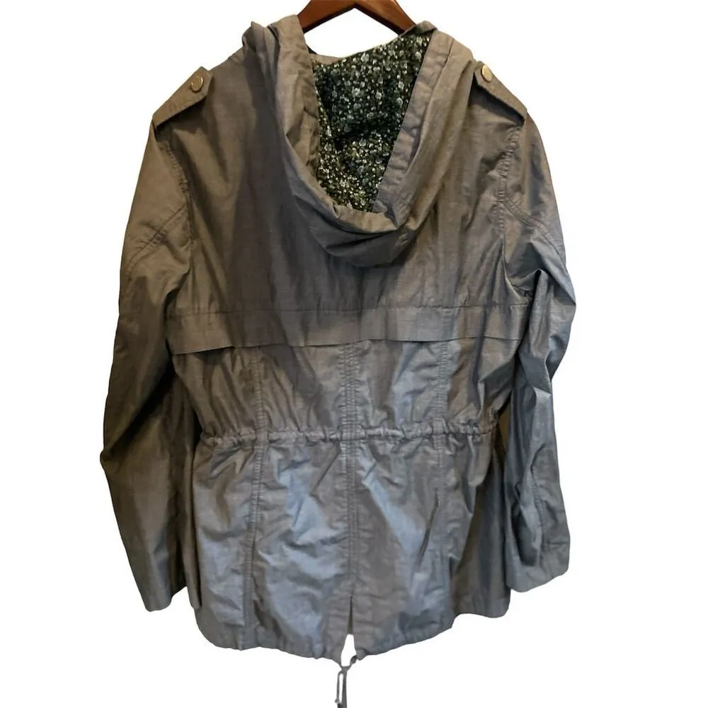 BCBG Generation Women's Gray Utility Jacket Hooded Cinch Waist Lightweight sizes Size L - Image 2