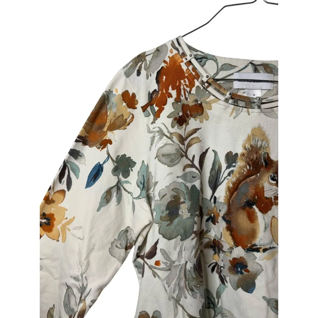 Alfred Dunner Womens Medium Floral Squirrel Knit Top 3/4 Sleeve Classic Autumn Size undefined - Image 6