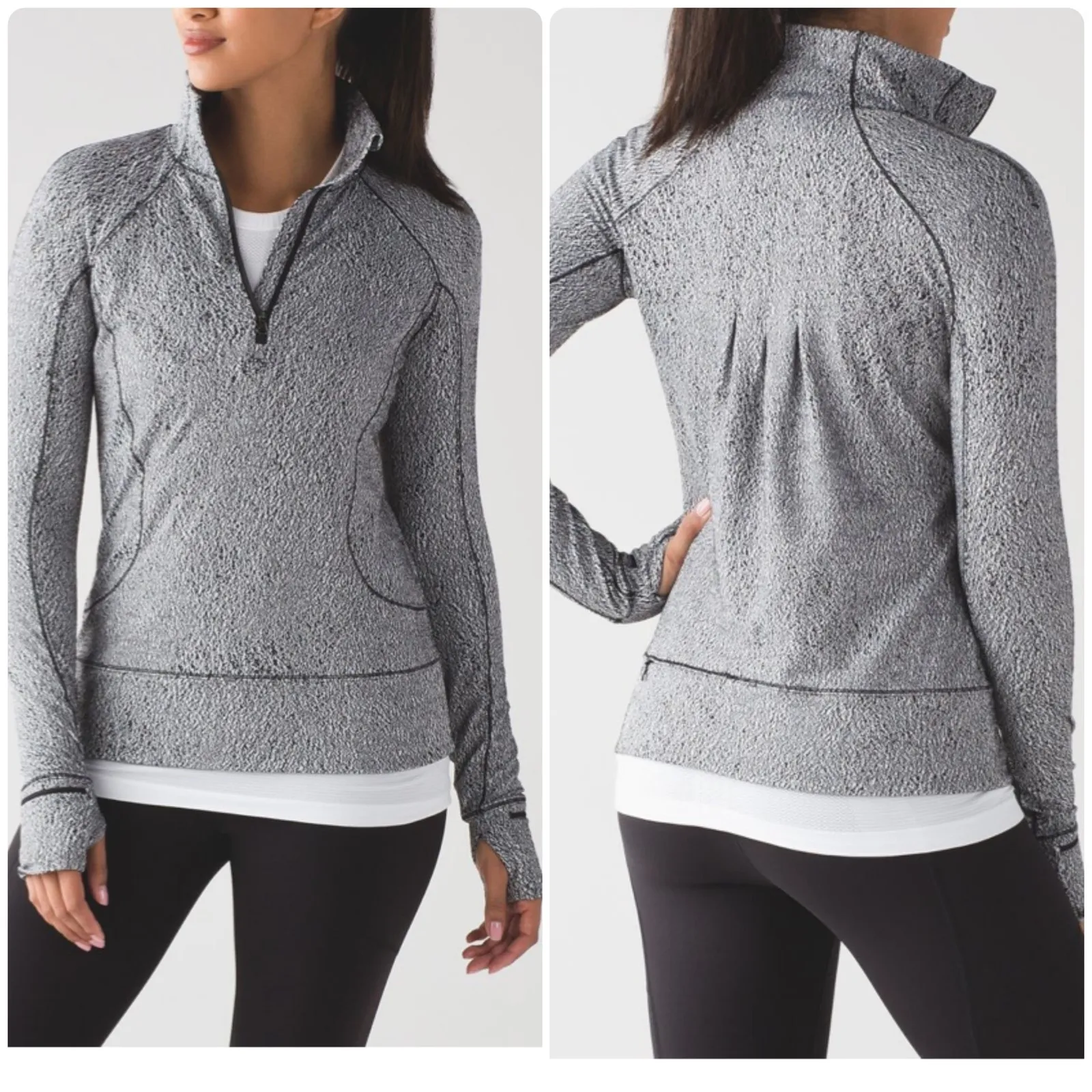 Lululemon Rush Hour 1/2 Zip Running Luon Jacquard White Black Jacket Size 2 - Image 3