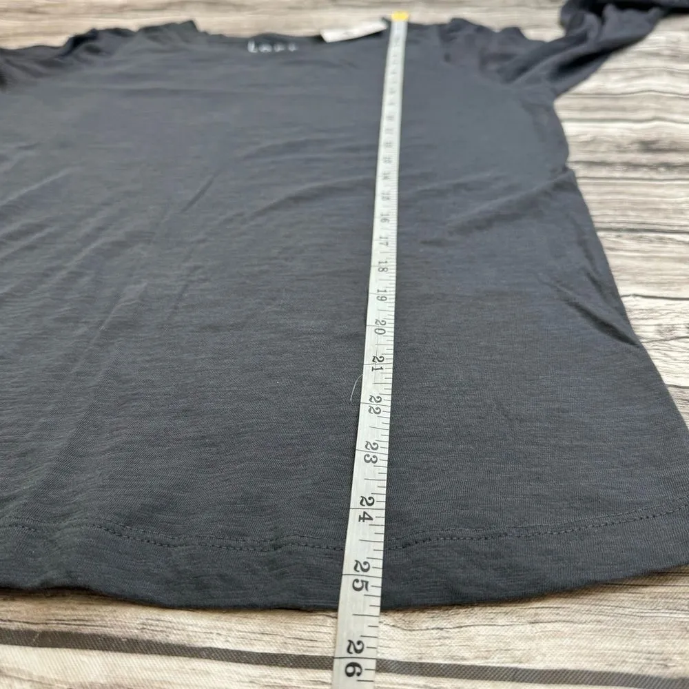 LOFT Women's Crinkle Lace Peasant Sleeve Blouse Top M Med Medium Dark Grey Gray - Image 13