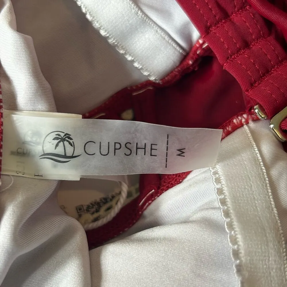 Cupshe Swimsuit Womens M Burgundy Lace Plunge One Piece Swimsuit NEW‎ - Image 5