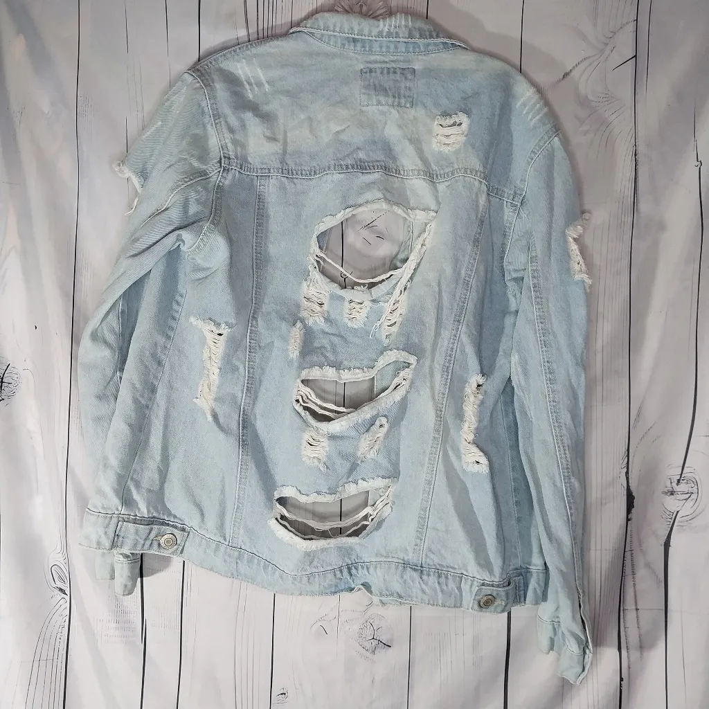 Wax Jean Basic Denim Thrashed Denim Jacket - Image 9