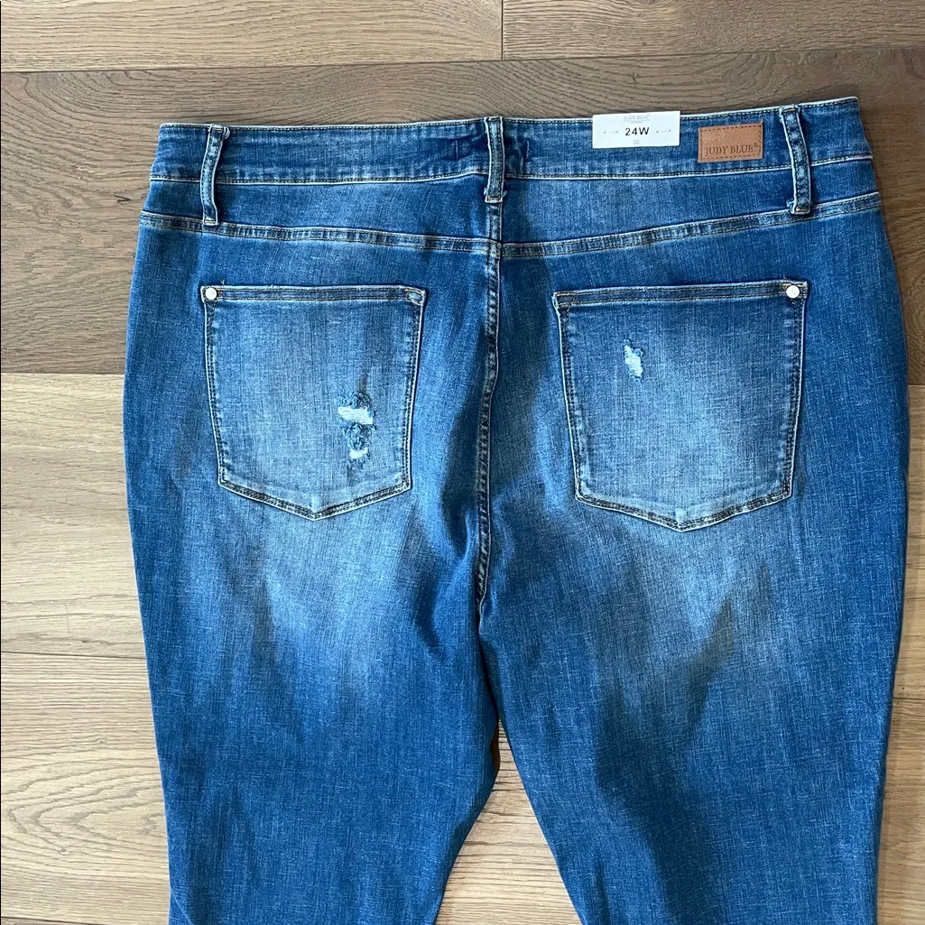 Judy Blue Destroy Hi Waist Release Hem Skinny Jeans Style JB8847 Size 24W NWT - Image 10