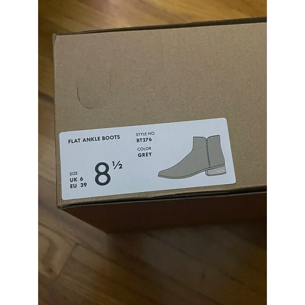 J.CREW Sueded Flat Ankle Boots Size 8.5 Grey NIB Fall Modern Preppy - Image 11