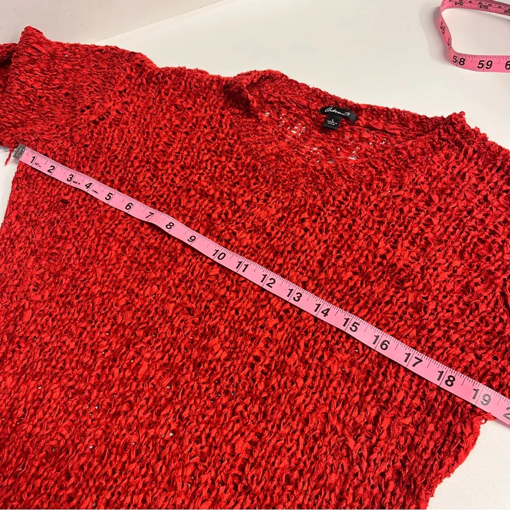 Imperfect y2k 100% silk top large crochet style crinkle red baddie going out top - Image 3