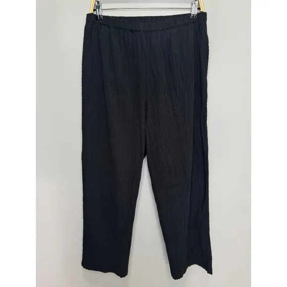 Mara Hoffman Pippy Crinkled Organic Cotton Wide Leg Pants Black Size Large - Image 4