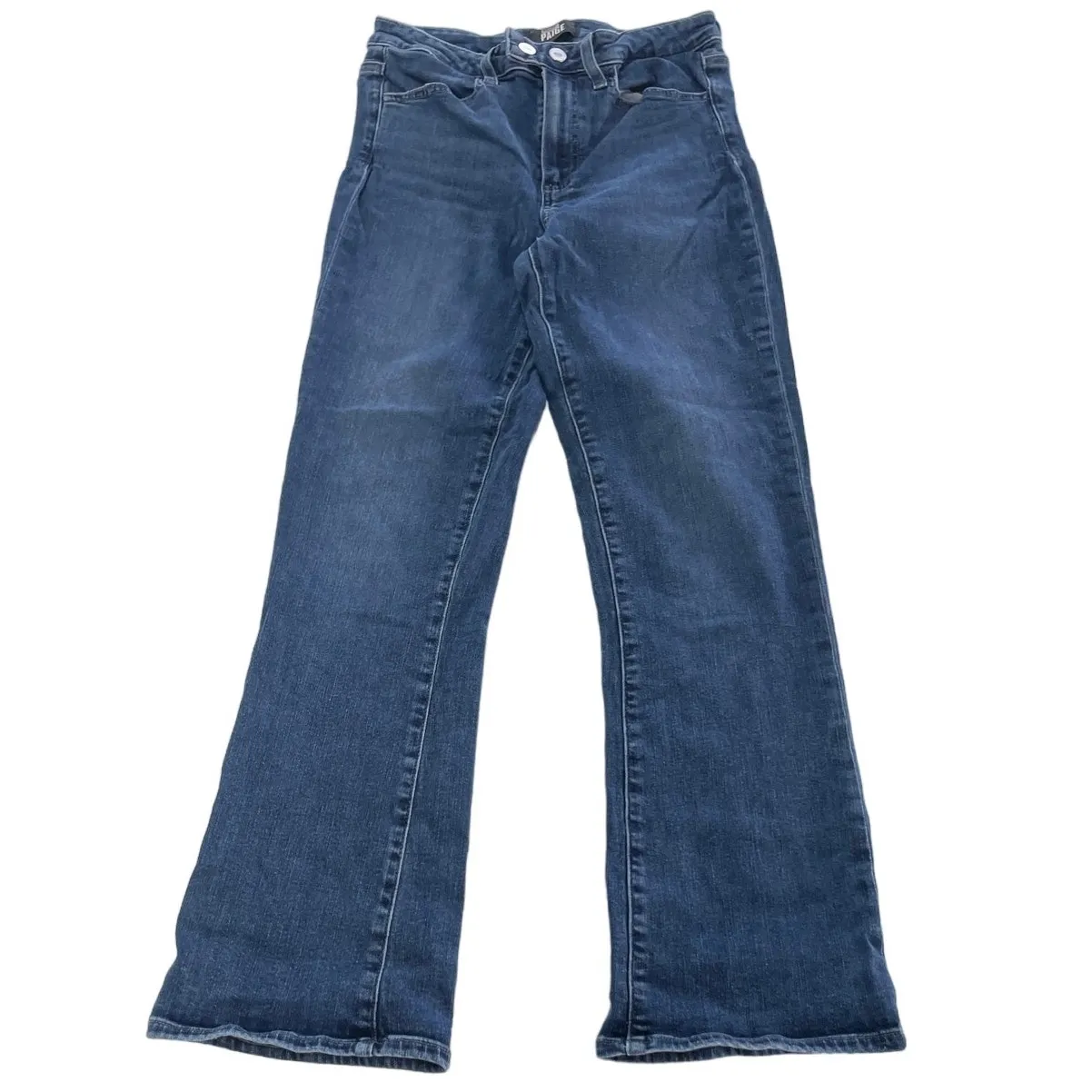 Paige Jeans Women 27 Solid Blue Denim Claudine Cropped Flare‎ Cotton - Image 2