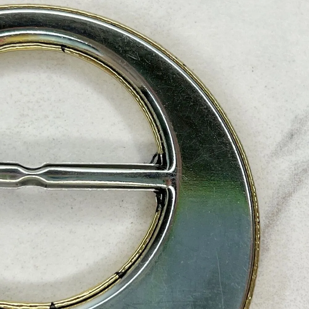 Vintage Plastic and Metal Metallic Gold Scarf Slide Shirt Tie Bar Belt Buckle - Image 3