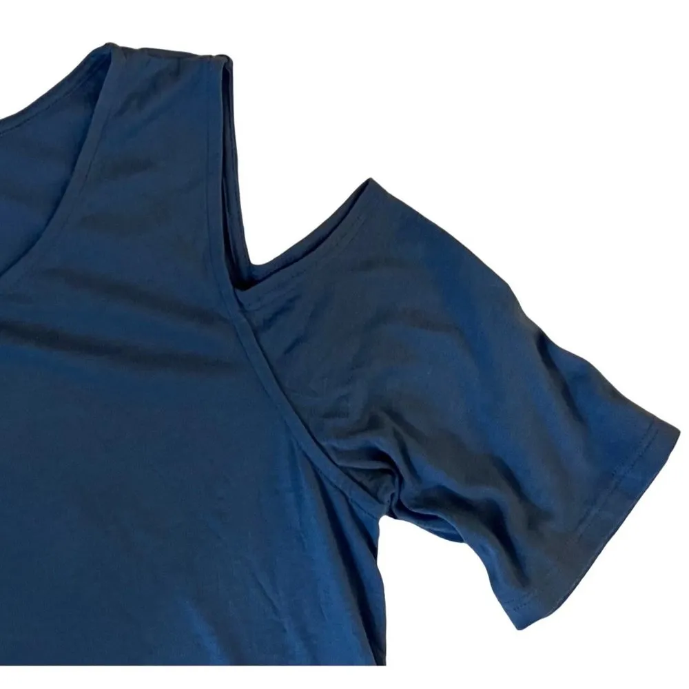 $98 Chalet Et Ceci M Dress Stretch Knit Jersey Art To Wear Lagenlook Artsy Blue Size M - Image 2