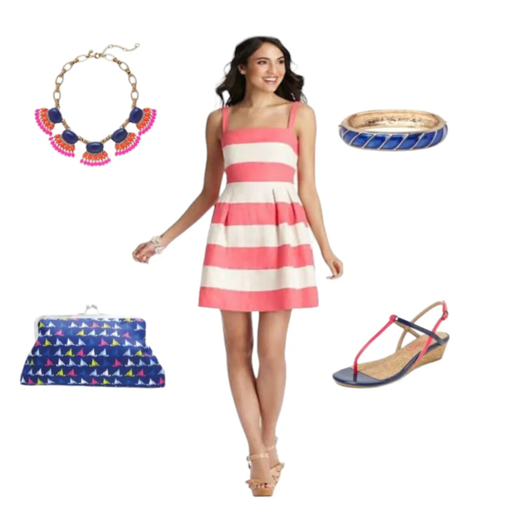 LOFT | Size 6 | Pink Cream Fit Flare Sleeveless Striped Barbie Costume Minidress - Image 7