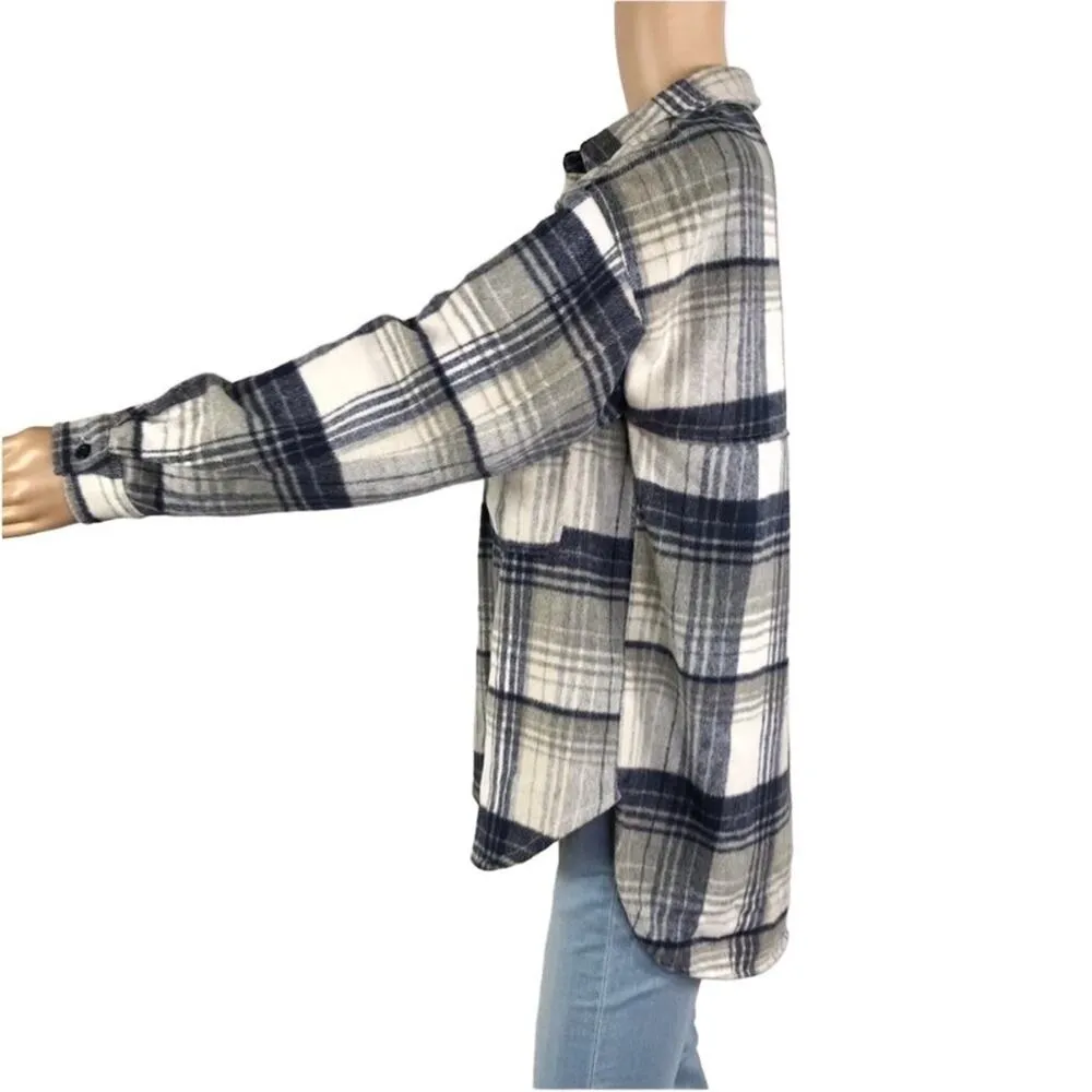 VICI Wool Blend Shacket Women XS Blue Plaid Oversized Cowgirl Gorpcore Western - Image 8